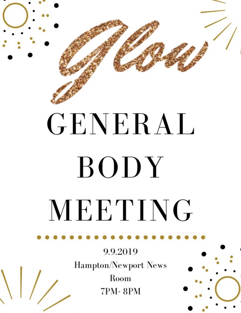 GLOW_ODU's tweet photo. Please join us TOMORROW for our first General Body Meeting of the semester!!!🎉
We will be welcoming in the new school year and giving a glimpse of our upcoming events that are happening this Fall! All are welcome, tell a friend to tell a friend! 😌✨ https://t.co/xQqVsC2l7v