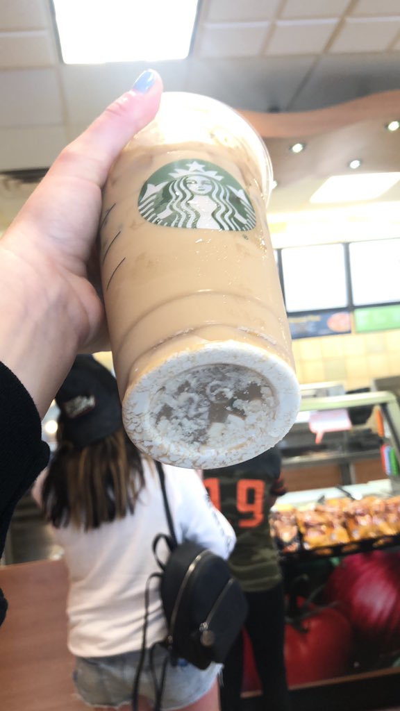 juliaeagan's tweet photo. @Starbucks they had to remake my drink twice and then this happened. Disappointed! https://t.co/S1yRqmCz7U