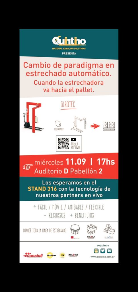 QuintinoMHS's tweet photo. 📢 Solo 2 dias para
#ExpoEnvase 🥳🥳🥳 #Envase2019 #Alimentek #Expofybi by @IAEnvase en @CCostaSalguero
Con #CassioliGroup @InterrollGroup #MCP #HaloilaOy #intralox
📢Conferencias miercoles y jueves
#BuenDomingo
#Intralogistica #MaterialHandling #Transportadores #Industria https://t.co/dGNaY126kB