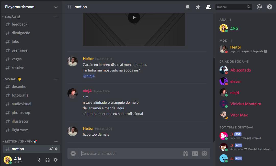 CRIAMOS UM SERVIDOR NO DISCORD