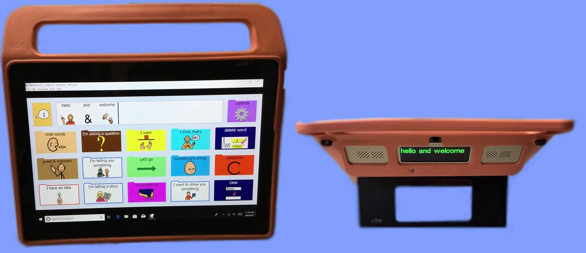 MyMindExpress's tweet image. Another exciting Communication Matters conference #CM2019conf. Stop by our booth @jabblacom to try #Vibe, our UNIQUE, lightweight device with double (front and back) display to take communication to the next level. Check out our NEW products to support #communication.