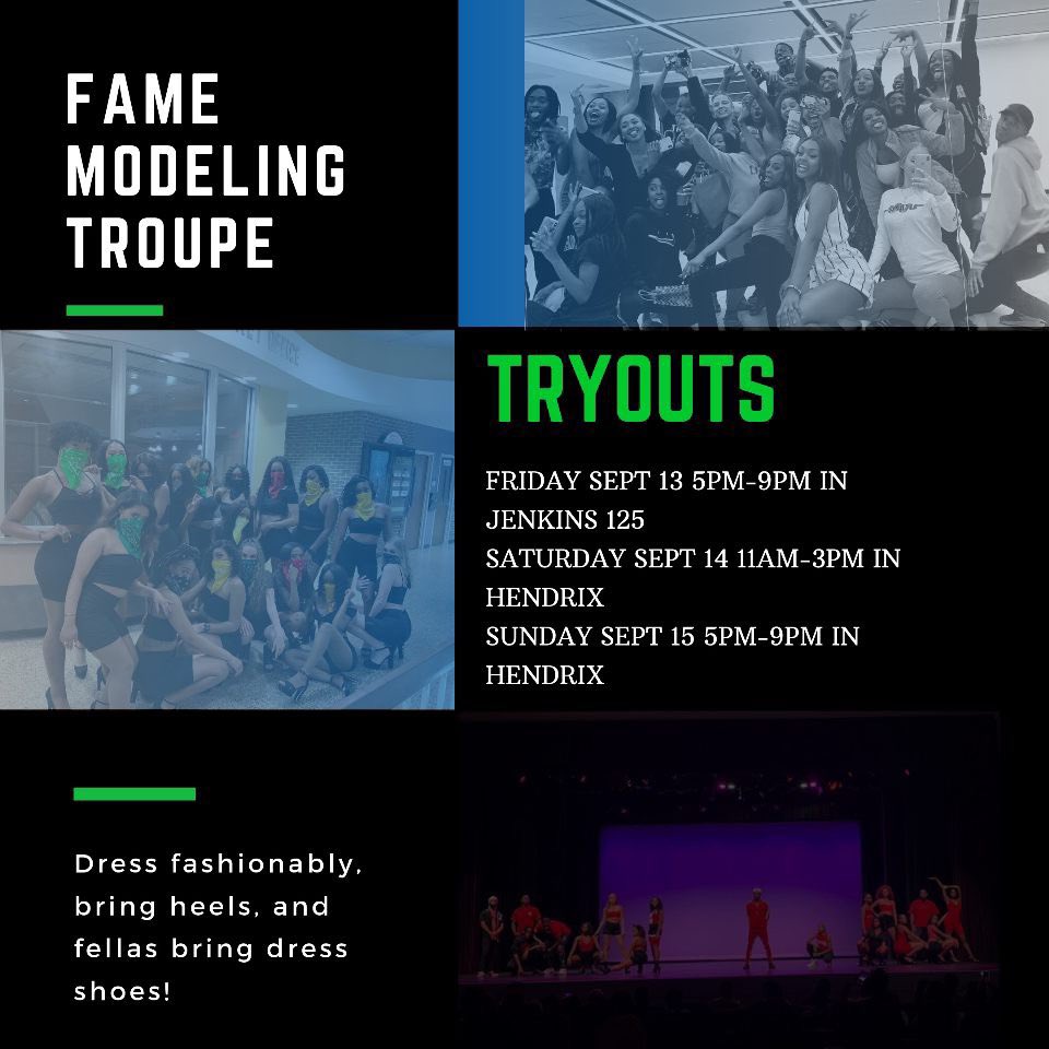 Tryouts are slowly approaching ladies grab your heels 👠 👠👠👠 gentlemen grab your shoes 👞 👞👞👞. You wanna be FAMEous 🔥🔥🔥 then come join us in tryouts this weekend to become part of the FAMEily because we stay ready <a href="/ECUFAMEModeling/">💜ECU F.A.M.E Modeling💚</a> . #ECU #ECU23 #ECU22 #ECU21 #ECU20