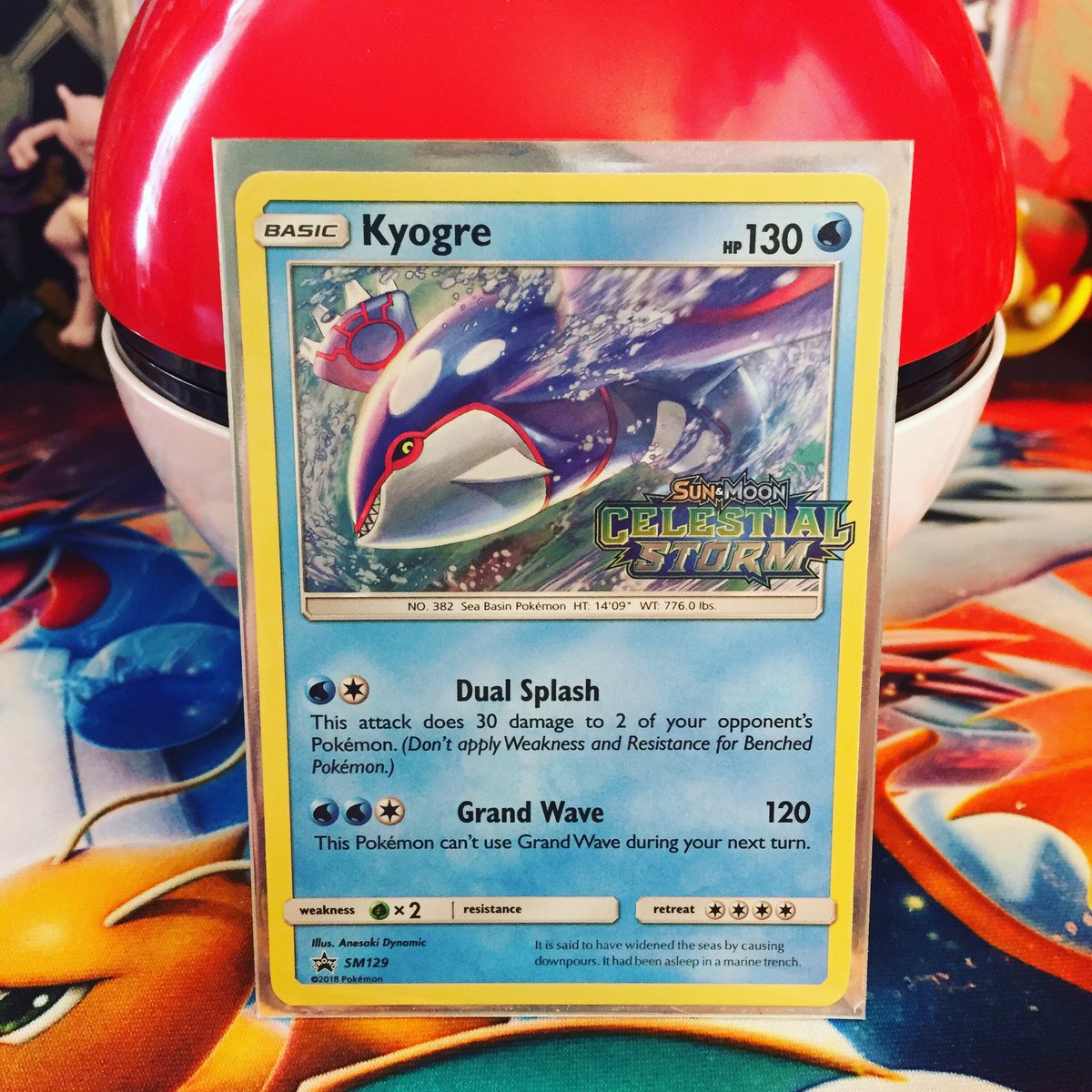 Pokecario04's tweet photo. Kyogre SM129 #pokemon #pokemontcg #blackstarpromo #celestialstorm #kyogre #seabasin https://t.co/zGkwgeuDK5