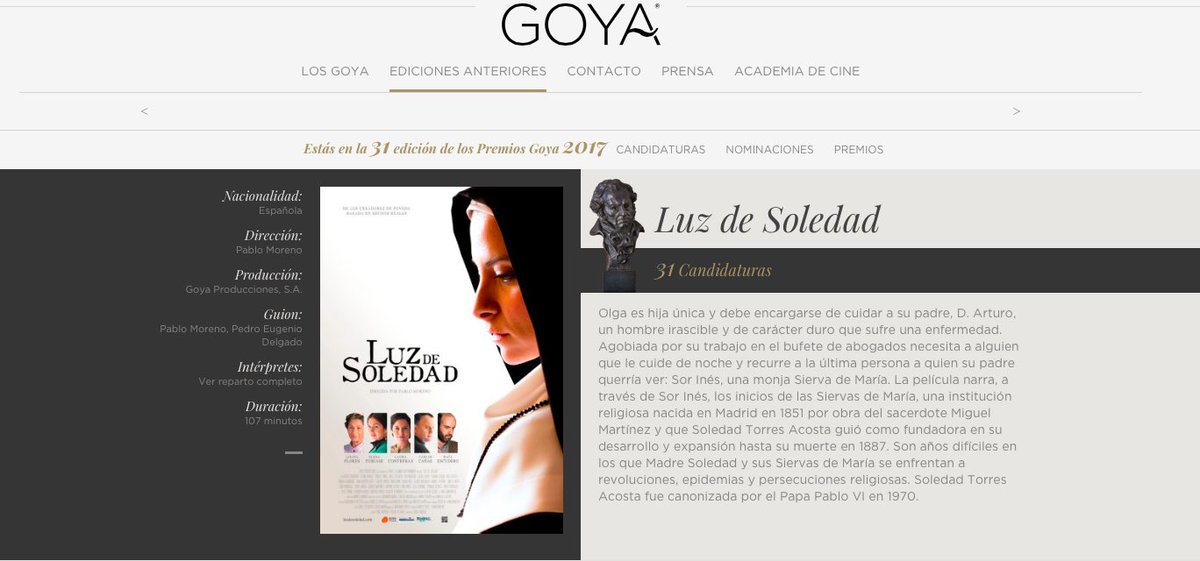 PatryAzpeleta's tweet photo. 2016 Luz de Soledad, madre e hija la primera vez que trabajan juntas cinematográficamente, interpretación y puesta en escena magnífica así como la nominación a Vestuario entre otras con Patrocinio Azpeleta, una servidora .... https://t.co/OAqCwFlGoa