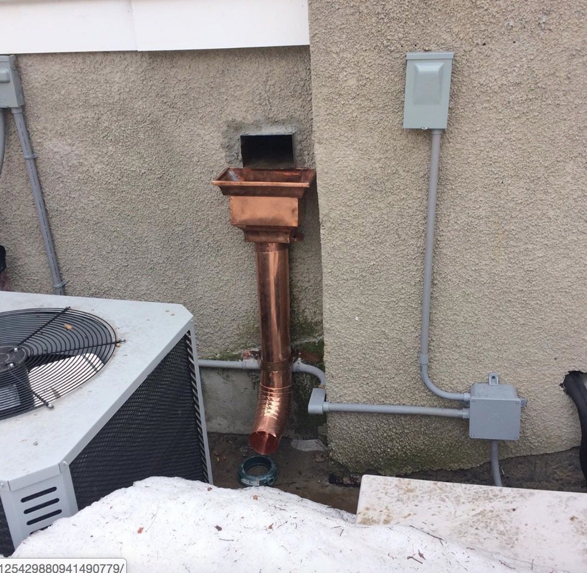 RoofCoffeeShop's tweet photo. Arya Roofing &amp; Contracting from Massachusetts posted this puzzling find. "#tbt #2014 #minature #downspout #copper #scupper #conductorhead #smooth

#RoofersCoffeeShop #RoofingContractors #RoofersForum #RoofingRespect https://t.co/Ih5xxmya5a