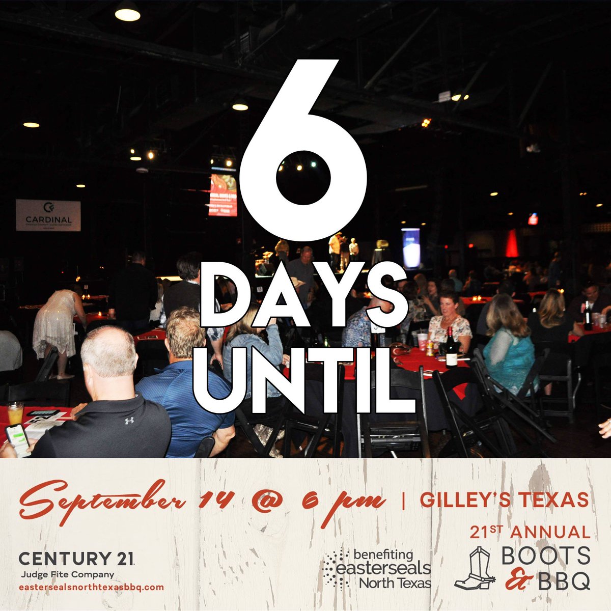 T-6 DAYS!!!! Our 21st Annual Boots, BBQ &amp; Casino is only SIX DAYS away! Without the support from our donors and sponsors, this day would not be possible!

Click Here for Tickets: e.givesmart.com/events/dHS/