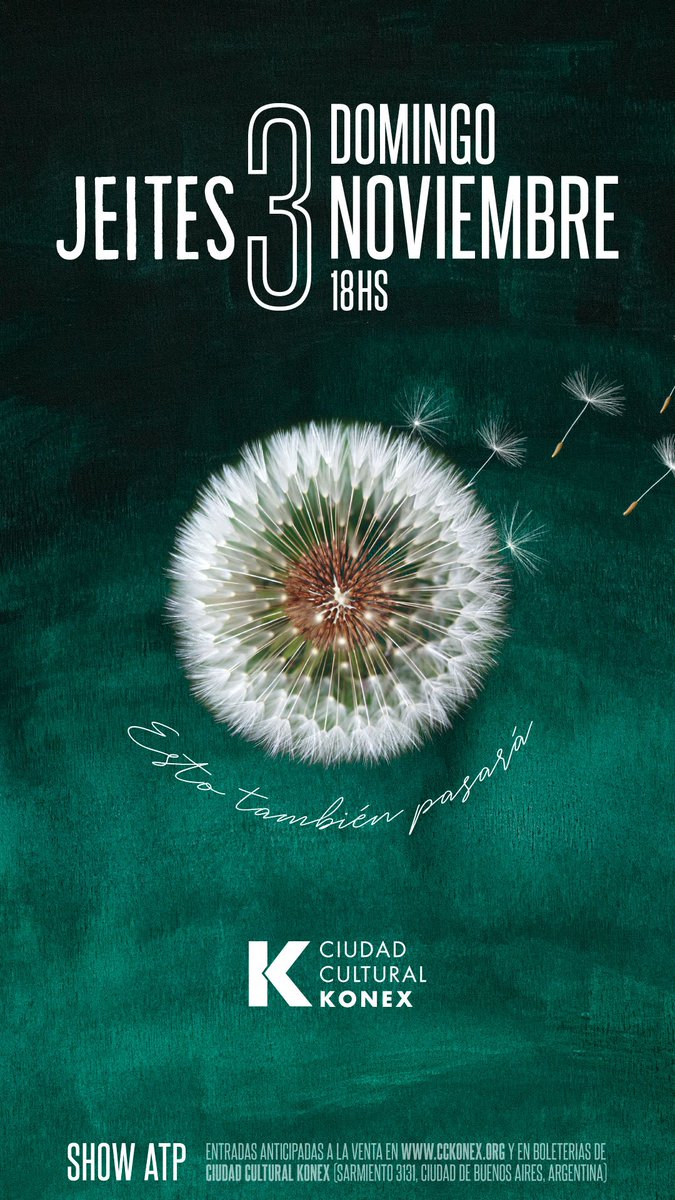 El domingo 3 de Noviembre presentamos "Esto también pasará" en el Patio del Konex! Show ATP.
🔥 A la venta la PRIMER PREVENTA: entradas.cckonex.org/entradas-music…
