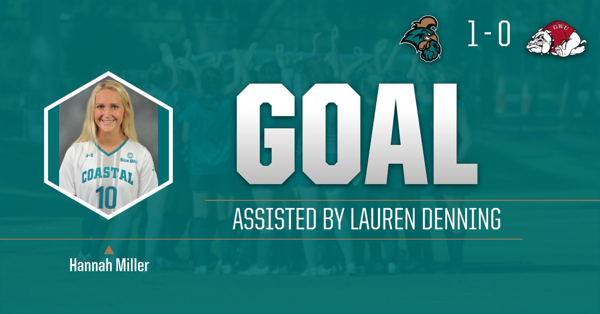 CoastalWSoccer's tweet photo. Hannah Miller makes it 1-0 for Coastal getting the tally in the 25th minute. Lauren Denning with an assist. Miller's first goal of the season.

#team20 
#ChantsUp https://t.co/E9rVimh0EQ