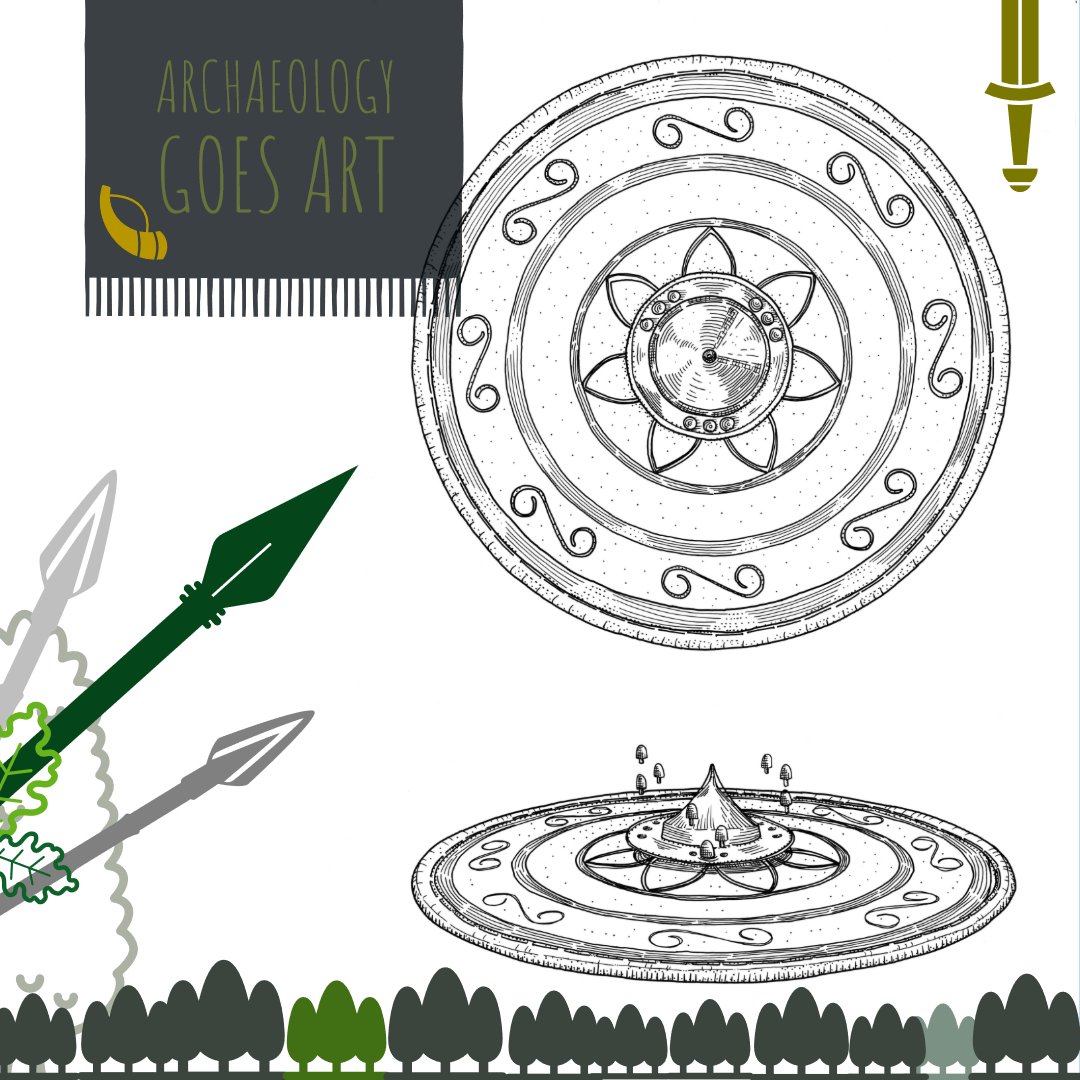 archillu's tweet photo. Archaeological #GraphicDesign! 
Combination of technical drawings &amp; icons. 
#roundshield #ArchäologischeIllustrationen #infographic https://t.co/CgiGd0KCNK https://t.co/1yybPl5eQJ