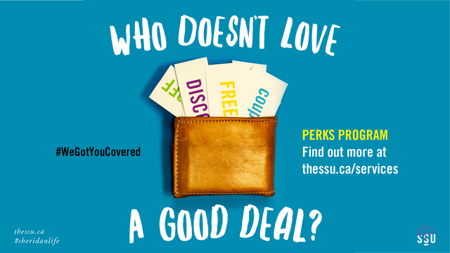 the_ssu's tweet image. We thought you could use a few perks to help with your expenses, so we developed the #PerksProgram. Through the Student Life Service, you have access to community partners who are hooking you up with discounts, coupons &amp;amp; promotions 💵 bit.ly/2B8GwV1 #SheridanLife