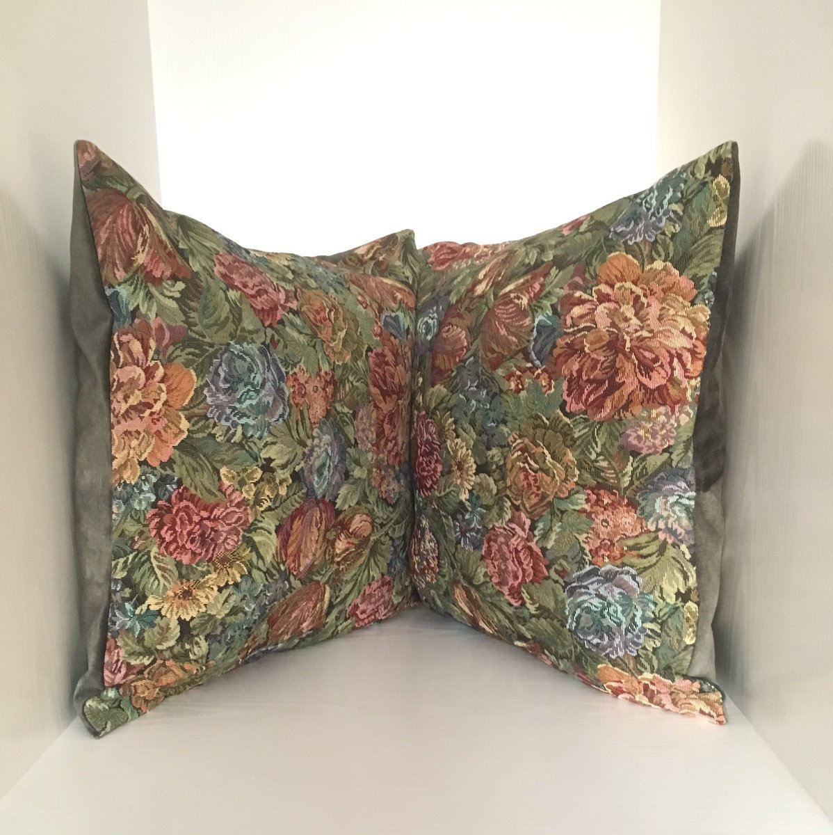 Made from a beautiful brocade I found at a brocante in France. Loved making them. One is in its way back ‘home’ to the Chateau I stayed in recently &amp; the others are in my Etsy shop. #cushion #handmade #luxury #upcycled #brocade