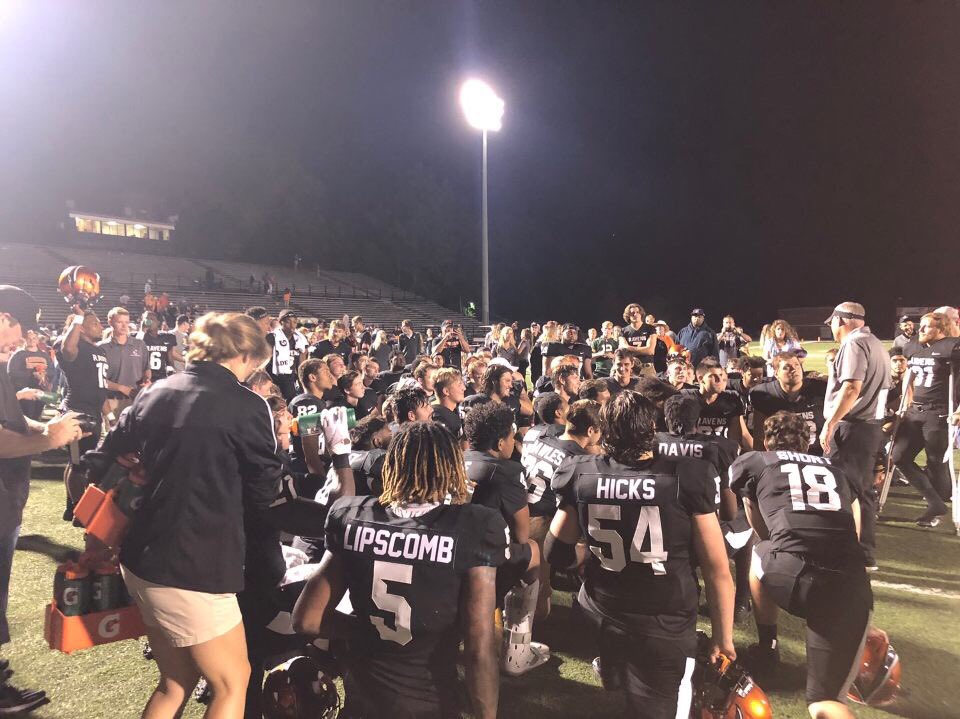 AUFootball__'s tweet photo. Family gathering after an incredible comeback win! Imposed our will running the ball and defense with the shutout in the 4th quarter...many more great things to come for us!!! 

#RESURGENCE19 https://t.co/ahzNoPyV89