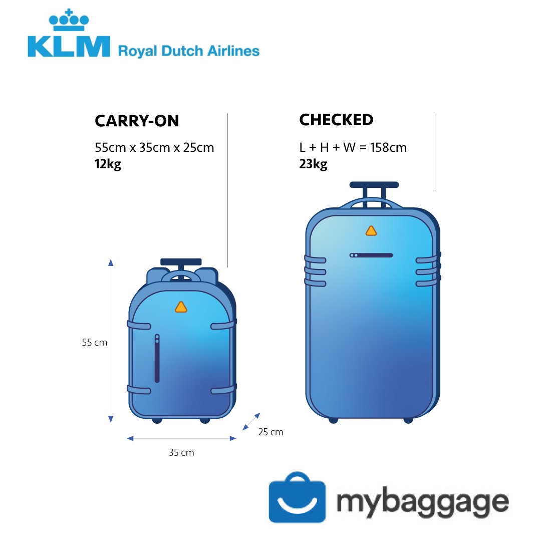 Twitter 上的 KLM："@smolperalta &gt;&gt; Je mag één stuk handbagage van max. 55x35x25cm meenemen. Daarnaast je een kleinere accessoire (bijvoorbeeld een handtas, camera- of laptoptas) max. 40x30x15 cm meenemen. Deze twee