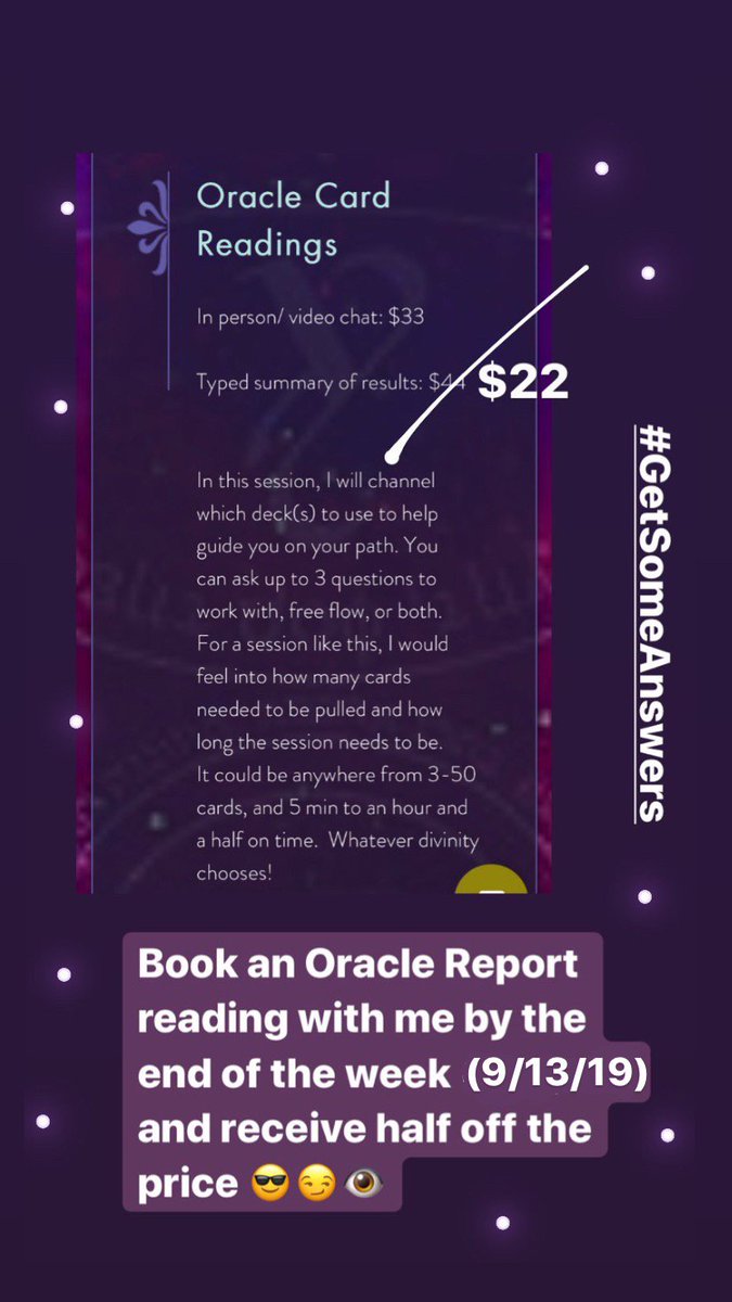 HMU for an oracle reading that gives you guidance and clarity in your life and is affordable 💞

Find me on ig to stay up to date with offerings like this: @watergoddesssplash
