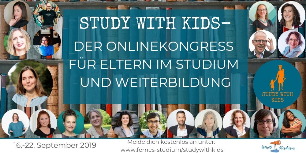 Studieren mit Kind oder eine Weiterbildung mit Kind  ist kein Zuckerschlecken, aber mit Impulsen und Tricks rund um Themen, wie Lernen, Schreiben, Recherchieren, Familie, Finanzen, Stress, Entspannung und Karriere  geht es besser. Kostenlos anmelden unter: 0cn.de/925o