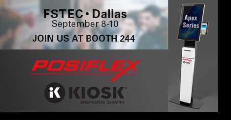 KIOSKInfo's tweet photo. Visit us at booth 244 during #FSTEC in Dallas, September 8-10, and discover the new Apex series for #QSR - a versatile kiosk with a small footprint, large touch screen display, and superior quality
#kiosk #kiosks #fastcasual #qsrrestaurants #selfservice #selforder https://t.co/RsMVEuMA9c