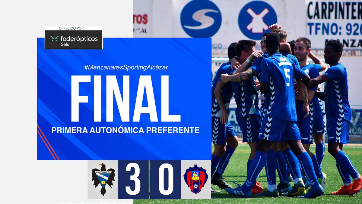 ⏱ +90' | 3-0 | FINAAAAAL ▶ ¡Segunda victoria consecutiva del equipo franjiblanco! 

⚽🌟 #ManzanaresSportingAlcázar ⚽🌟 
                          
#PreferenteGI🏆 
#Jornada2🗓
🔵⚪🔵 #vamosManzanares!
