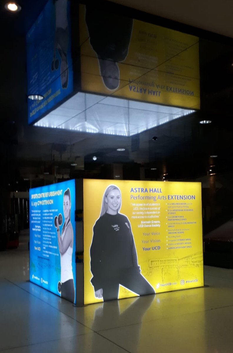 AppliedSigns's tweet image. Our Backlit Cube Display for UCD.
Stunning, portable, rebrandable.
Also available to rent with your custom branding.
Contact me for details and availability.
#SeriousBrandPresence #PortableDisplay #LightBoxDisplay #Backlit Display #BacklitCube #LightboxCube