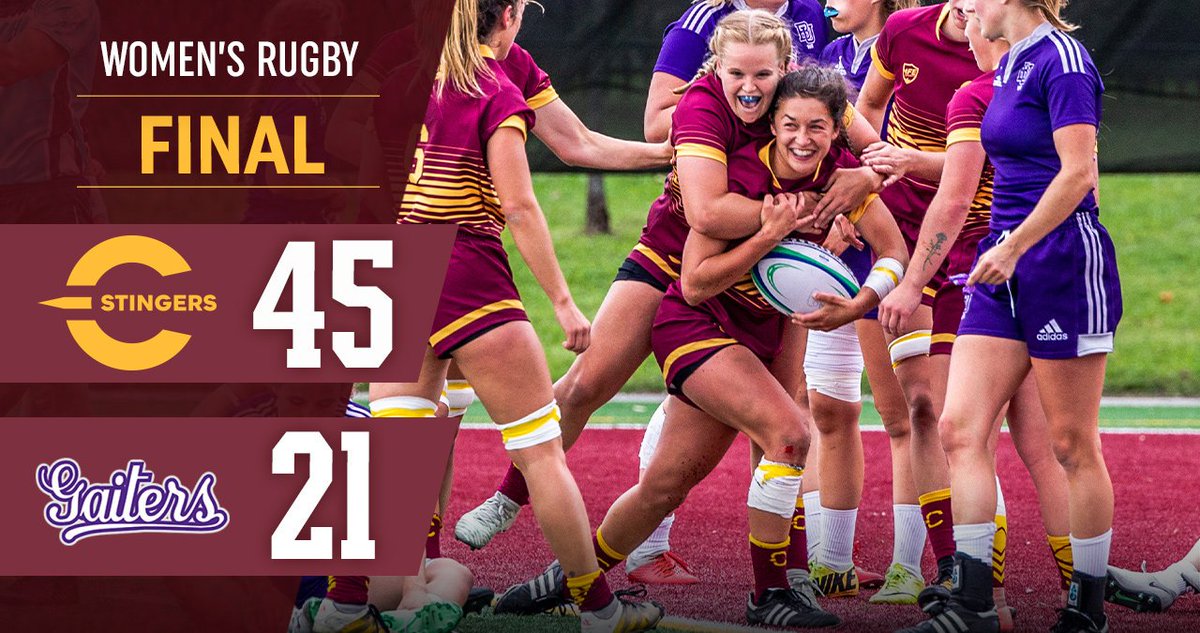 🐝🏉 WR - Concordia improves to 2-0 with a victory over the Bishop's Gaiters this afternoon. Leanne Duncan picks up two tries for the Stingers. Kirsten Trafford is named game MVP.  #CUstingers #CUrugby #Montreal