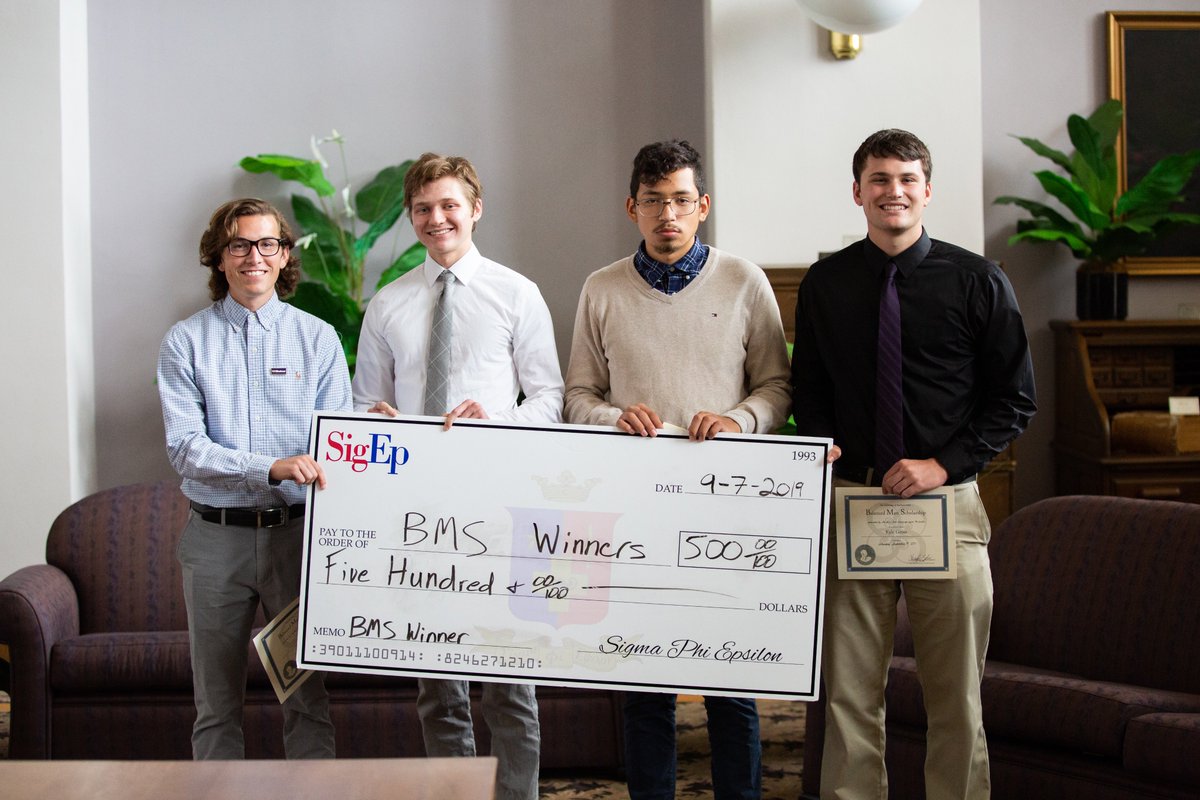 SigEpUNI's tweet photo. Congratulations to our 2019 Balanced Man Scholarship finalists! These men were chosen from dozens of applicants to receive a scholarship due to demonstrating our values and ideals. Congrats gentlemen! #BalancedMen #BMS https://t.co/ge3NVFzHBM
