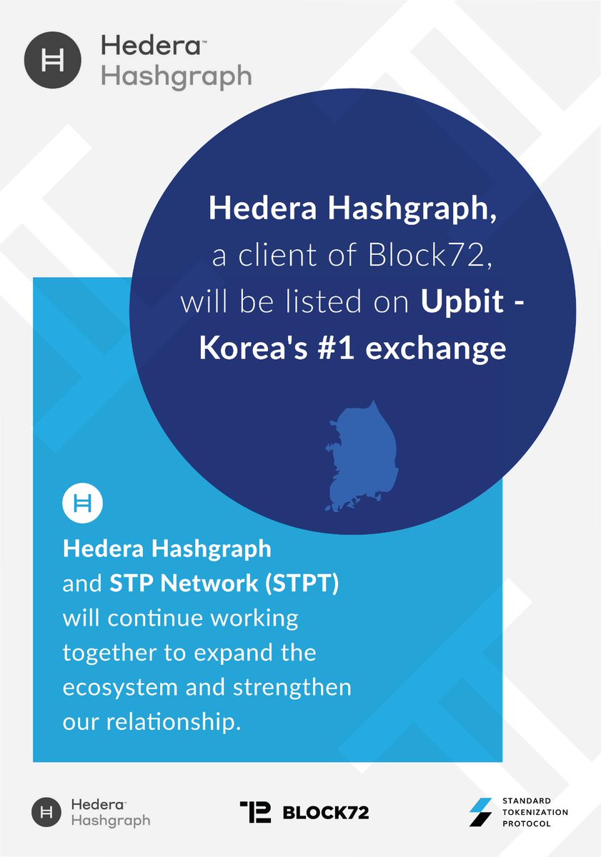 awenetwork_ai's tweet image. STP is excited to announce that @hashgraph, a client of Block72, will be listed on Upbit! 

We look forward to building an even stronger relationship &amp;amp; expanding the ecosystem!

#STPNetwork $STPT @OfficialBlock72