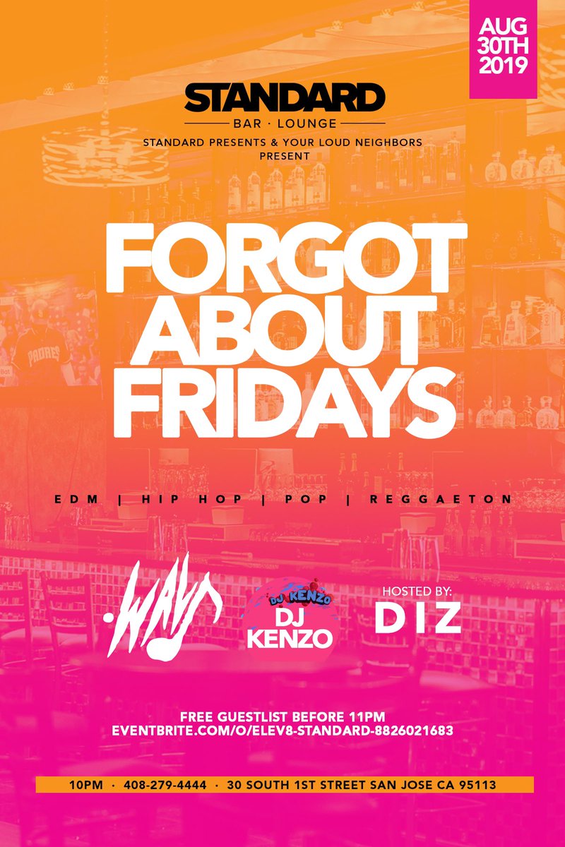 What’s good Twitter!! Please show me some love and RT 🙏🏽 this for me!!! Come Through! New club in SJ I need y’alls help to get it lit! #newclub #dtsj #party #club #sanjose

Click the link to sign up on our free guestlist! 👇🏽👇🏽👇🏽
eventbrite.com/e/forget-about…