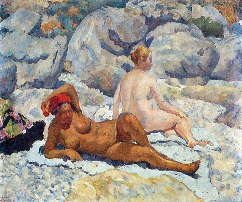 Gurzuf. Women's beach, 1925 #impressionism #ilyamashkov
