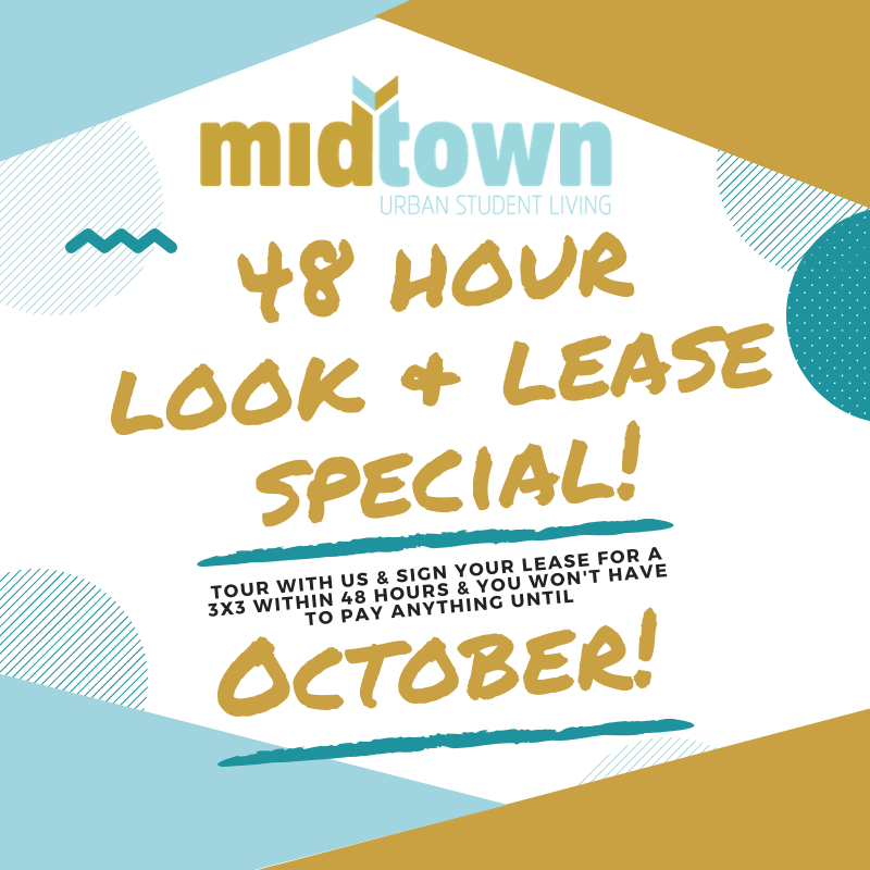 FREE RENT UNTIL OCTOBER?! Are we crazy?! Sign for one of extra spacious 3x3's and SAVE BIG!