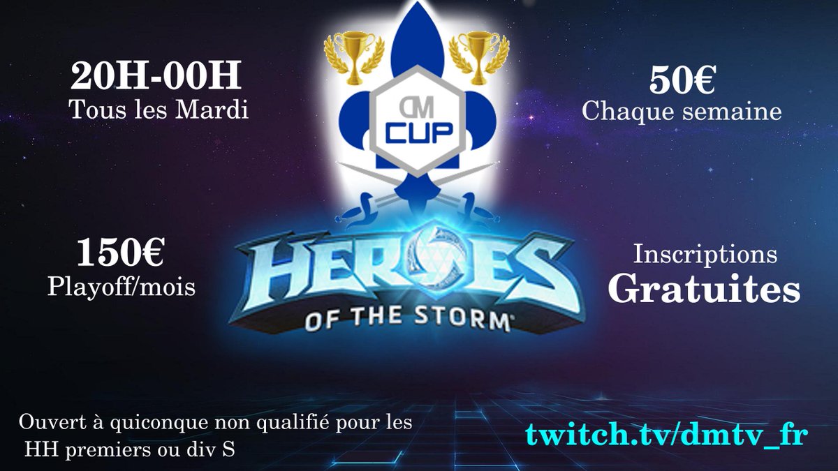 [!Annonce!]
Ce mardi 3 septembre , se déroulera la première "SERIES" de la DMCUP .

50€  à gagner à chaque SERIES + 50 Points pour le classement de phrase final de la DMCUP du mois de "Septembre"

Toutes les informations sur le link :
toornament.com/fr/tournaments…

#RT #LIKE #FOLLOW