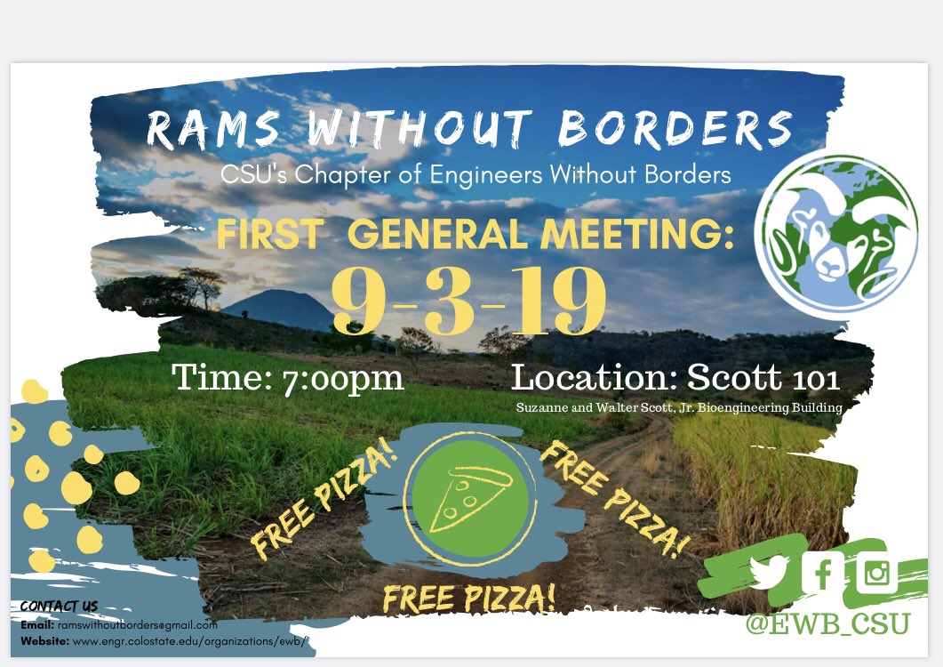 EWB_CSU's tweet photo. Join us in Scott 101 for our FIRST general meeting of the semester! FREE PIZZA!! 🍕 https://t.co/0LtklkkvV8