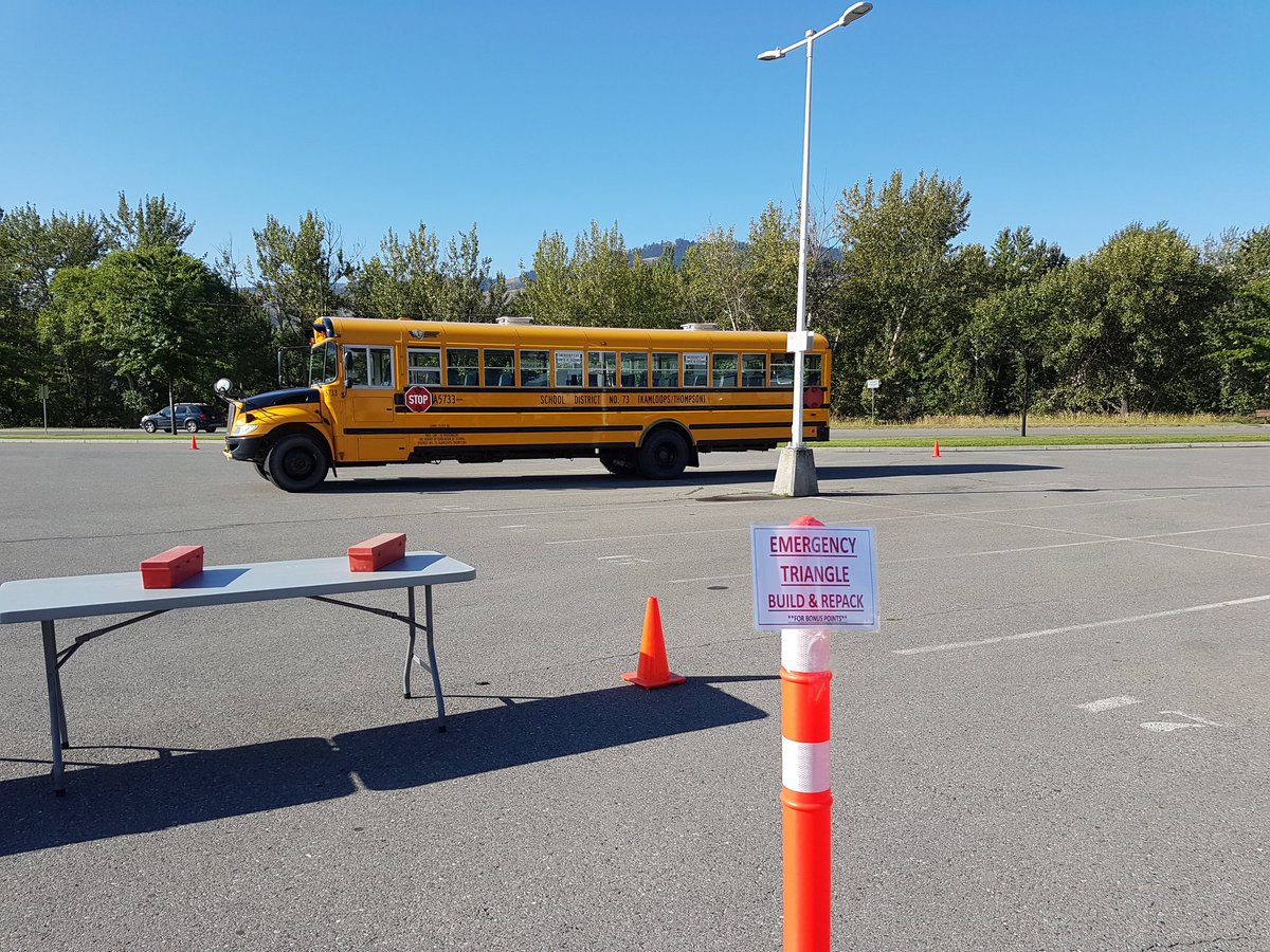 kkarpuk's tweet photo. Our bus drivers are getting ready for back to school. #sd73share bus rodeo is today. Our drivers are amazing professionals! https://t.co/ScXmb1Ft9m