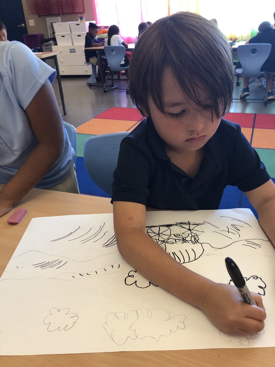 jpromorgan's tweet image. These make me so happy! #lifelongago #coveredwagons #landscapes #WCSArt #funwithfirst #firstgrade @westlakecharter #artintegration