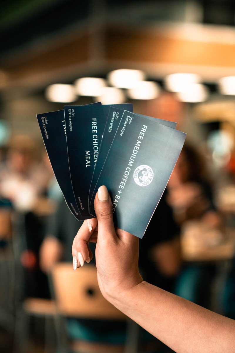 LibertyDining's tweet photo. To celebrate the new school year, we’re giving away coupons for FREE FOOD at @ChickfilA, @EinsteinBros, @dunkindonuts, and #Woodfire. To enter, follow us, retweet,  and reply to this tweet with which coupon you want. We’ll pick a winner on Friday. Good luck! https://t.co/KIgDKOeH5N