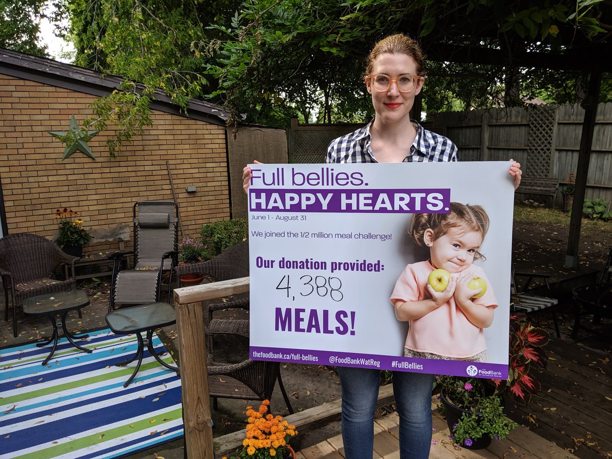 FoodBankWatReg's tweet photo. Caroline and Anton braved the rain last weekend to host a BBQ and collect donations for The Food Bank. Thanks to their generosity (and perseverance!) they helped provide 4,388 meals for hungry neighbours in need through the Full Bellies. Happy Hearts. challenge. #FullBellies https://t.co/t0KMrt7lBz