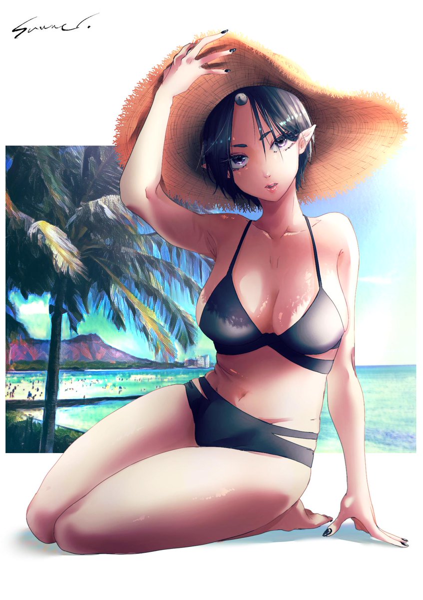 めっちゃ暑いときに描き出したけどもう夏が終わってしまいそうなので焦って描いた夏の海視察 