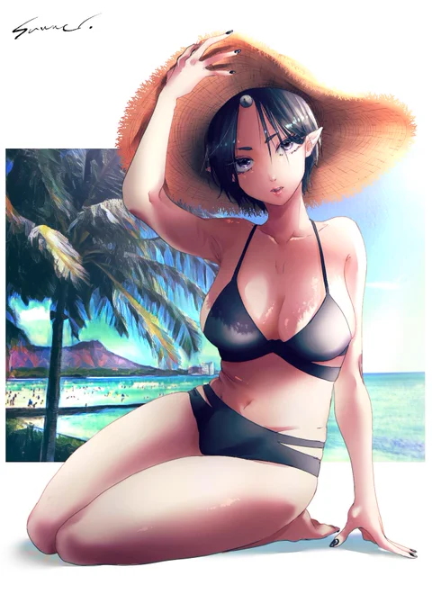 めっちゃ暑いときに描き出したけどもう夏が終わってしまいそうなので焦って描いた夏の海視察 