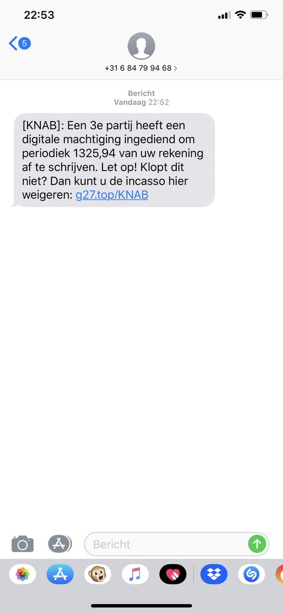 Let op er zijn weer een stel hobbyisten bezig. Drukt niet op de link als je deze sms krijgt.