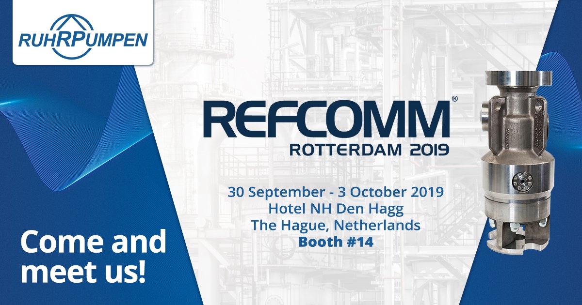 ruhrpumpen's tweet image. As part of our commitment to our customers... we&apos;ll be part of #RefComm Rotterdam 2019, organized by @RefiningComm, where we will sponsor the Networking Break.  

See you soon!

 #Decoking.