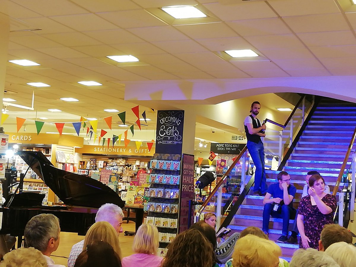 rrswift's tweet image. Opera in a bookshop! La Traviata. Libretto updated for location complete with SciFi author and Nintendo. I never got Alfredo before. Great singing.  Great piano.   @OperaOnLocation @WstoneSheffield #opera #LaTraviata #sheffieldisgreat
