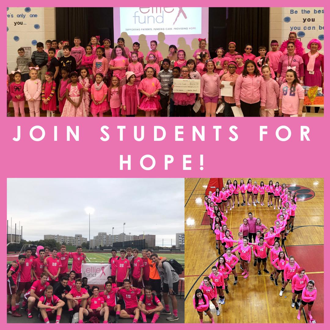 elliefund's tweet photo. With the school year just around the corner we're excited to once partner with school groups to support breast cancer patients! If you know any young philanthropists who would like to participate in #StudentsforHope please contact Kellie O'Brien at kellie@elliefund.org! https://t.co/cqIopwMFQD