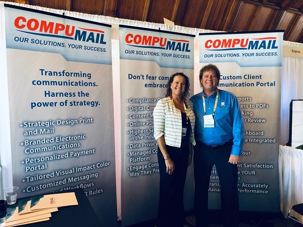 ACAIntl's tweet photo. Making connections at @ontariosystems #PowerUp2K19: ACA's Harry Strausser III visits with Marian Riso and Michelle Jeffers @appliedinnovinc and Mary McDaniel @compumailinc #HelpingMembersSucceed #ACA80Years https://t.co/RhwnZCR0o8