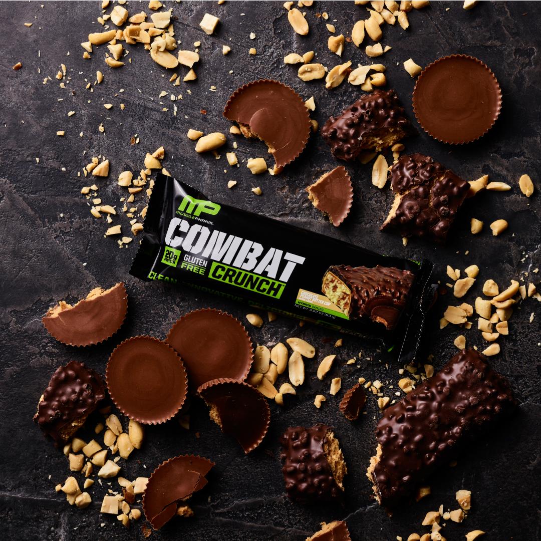 MusclePharm's tweet photo. After you have a bite of our Combat Crunch Chocolate Peanut Butter Cup, you'll definitely be wanting more! But don't take our word for it. Grab some yourself! Available at @iHerb for 30% off! #welivethis #mpnation #musclepharm #proteinbar #peanutbuttercup https://t.co/o2b0kfwwRK