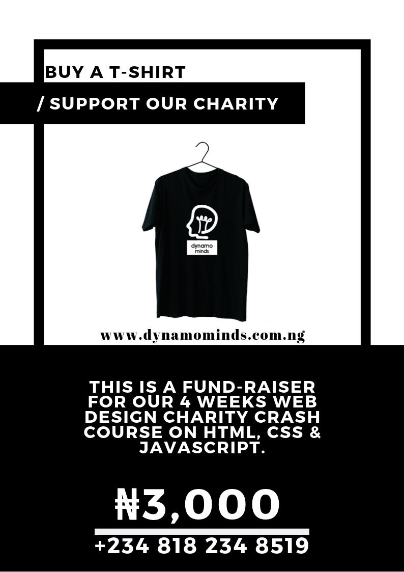 dynamoMinds's tweet image. Have you heard of our charity web design crash course?
You can be a part of it even if you are not taking the course. Just buy a T-shirt or DM me to find out how you can support.
Support the course, support the cause!!!
#webdesign #learnwebdesign #html #css #javascript #charity