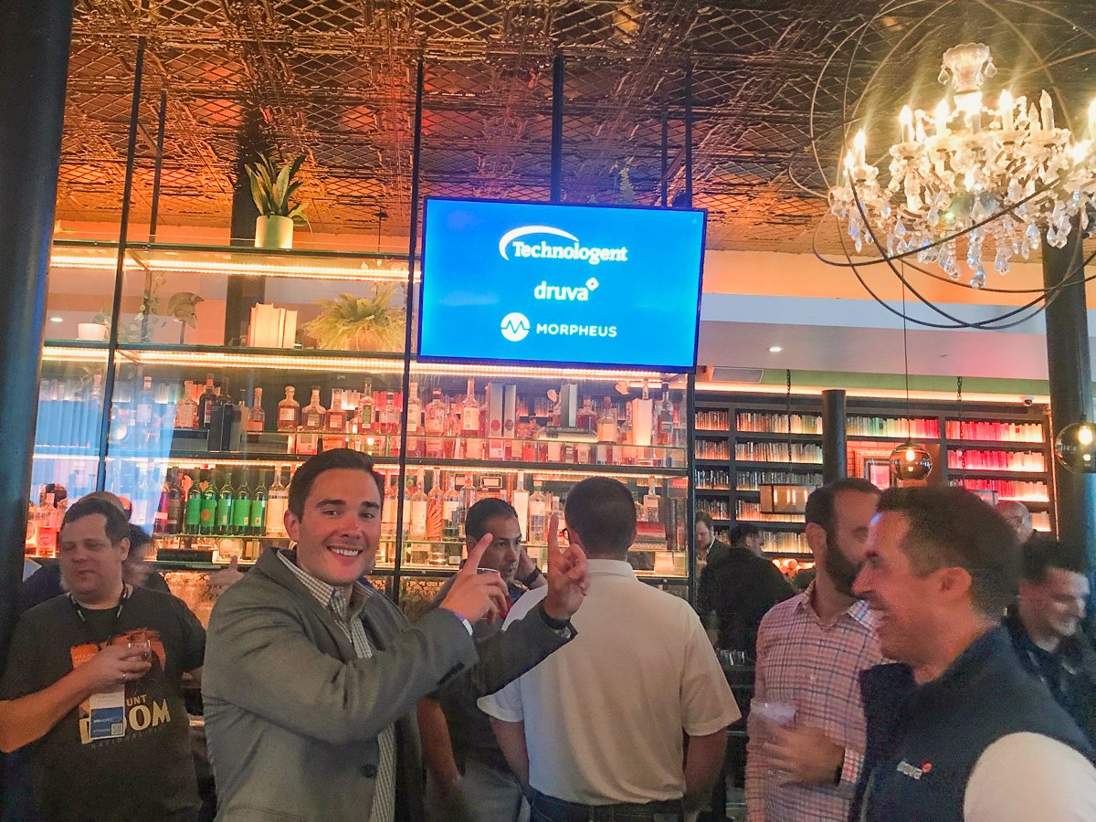 Technologent's tweet photo. VMworld always brings out the best! What a great time at @NovelaBarSF last night with our friends and colleagues.
#VMworld #VMworld2019 #NovelaSF #MorpheusData #Druva @MorpheusData @druvainc https://t.co/6HZFBXozgJ