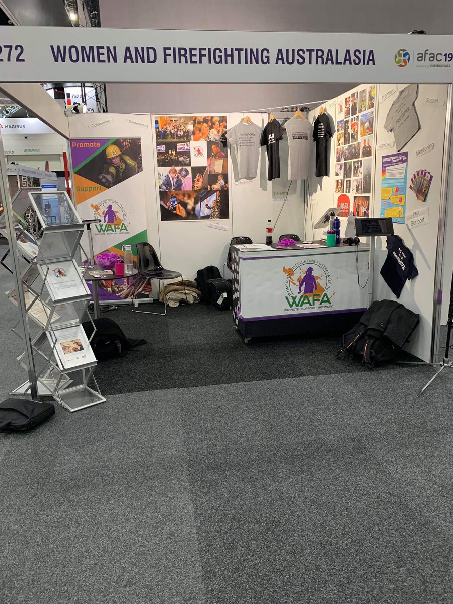WAFA_Comms's tweet photo. If you're at #AFAC19 this week, please stop by the WAFA stand, 272, and say hi! We're always happy to talk all things #womenandfirefighting and #celebratingwomeninfirefighting https://t.co/Lm7LM9PkNe