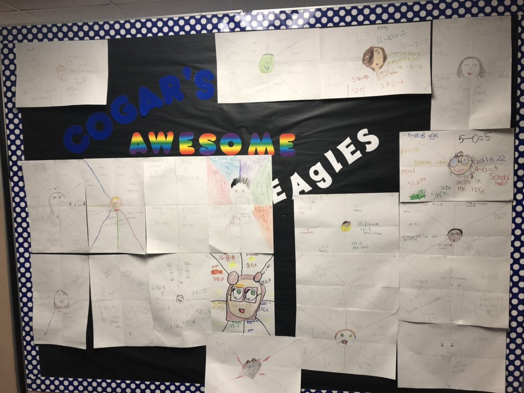 MrsCogar's tweet photo. Guess who? Our class did great at their first math project. Who am I, By the Numbers #kleinisd #ehrhardtelementary #eaglesonamission #kleinmath https://t.co/2zMhigIN83