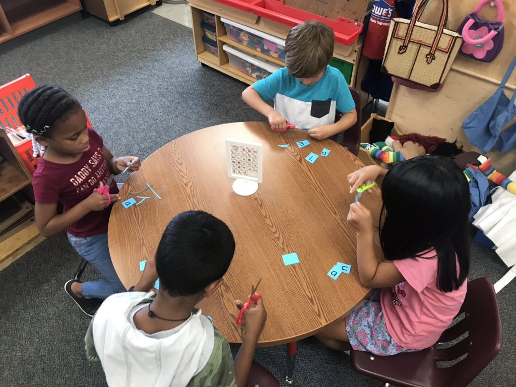 IRE129's tweet photo. Night Owls @ireDCSD practice cutting with scissors using their names. #scissorsafety #namegames #cutapart #puttogether #counthowmanyletters #compare #letterknowledge #kindergartenrocks https://t.co/5nVQ1m9Jer