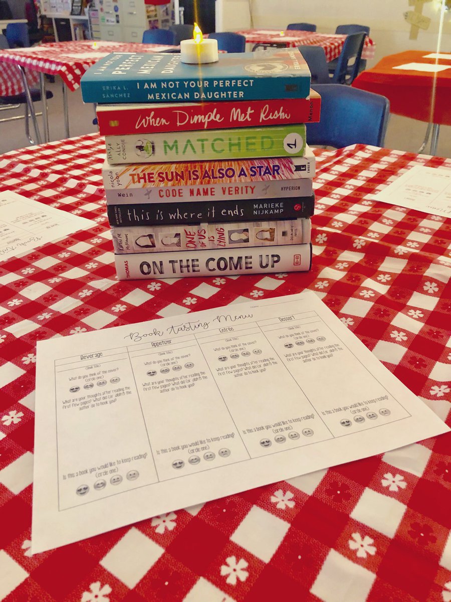 Ms_WilsonELA's tweet photo. One of my favorite days of the year - book tasting! There’s nothing more exciting than seeing kids fall in love (or back in love) with reading! 🧡🖤🐝 📖#RockwallReads #ELARockwall @Rockwall_HS https://t.co/s5NSDdfzHT