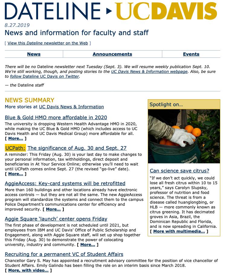 Dateline Uc Davis On Twitter Today S Dateline Email Is On Its