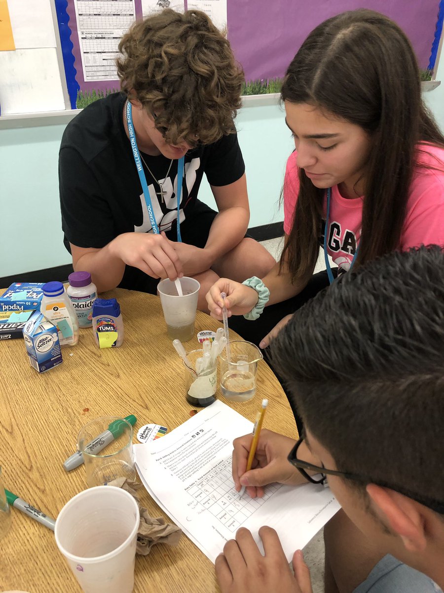 PrincipalHayden's tweet photo. Wolverine Spotlight today on Ms. Krista Forman’s Biology class today! Which antacid is the best??? There was definitely a clear winner! One of them didn’t even dissolve 🧐!!! #whslegacy #EverythingWillBeGreat @WellingtonHSFL https://t.co/YBbv5CLQ06